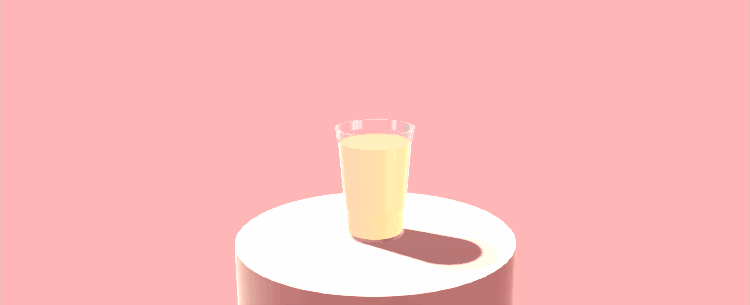 an animated scene of bubble tea being splashed around