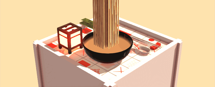 3d scene of a bowl of noodles